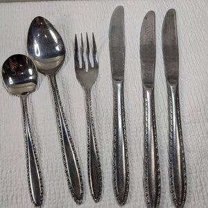 Vintage Continental Stainless CSS1 3 dinner knives, sugar spoon, fork‎ and spoon